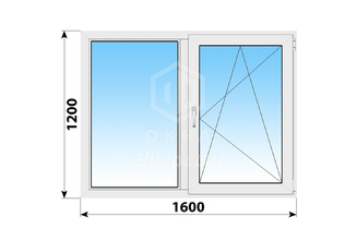 Двухстворчатое пластиковое окно 1600x1200 Г-ПО