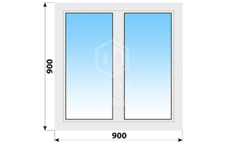 Двухстворчатое пластиковое окно 900x900 Г-Г