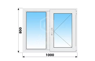 Двухстворчатое пластиковое окно 1000x800 Г-П